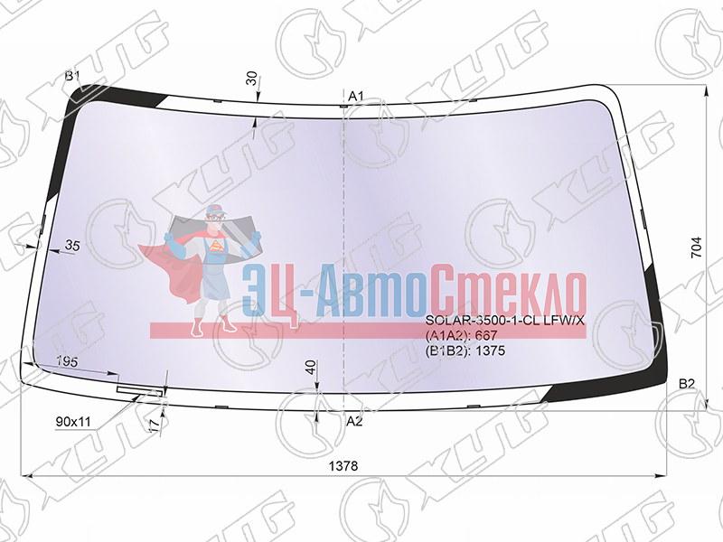 Стекло лобовое атермальное TOYOTA 4-RUNNER /HILUX SURF 95-02 (Solar-X защита от ультрафиолета)