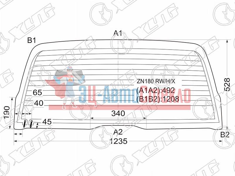 Стекло заднее с обогревом TOYOTA 4-RUNNER /HILUX SURF 95-02