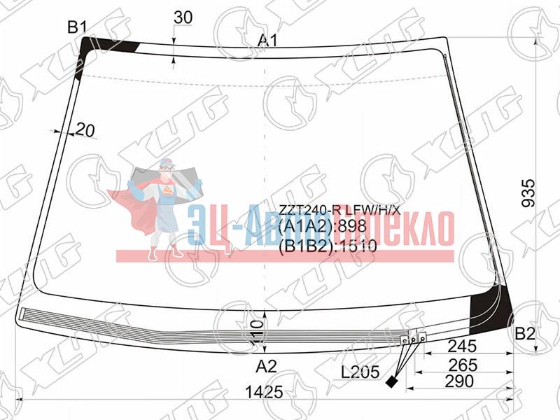 Стекло лобовое с обогревом щеток TOYOTA PREMIO /ALLION 01-04