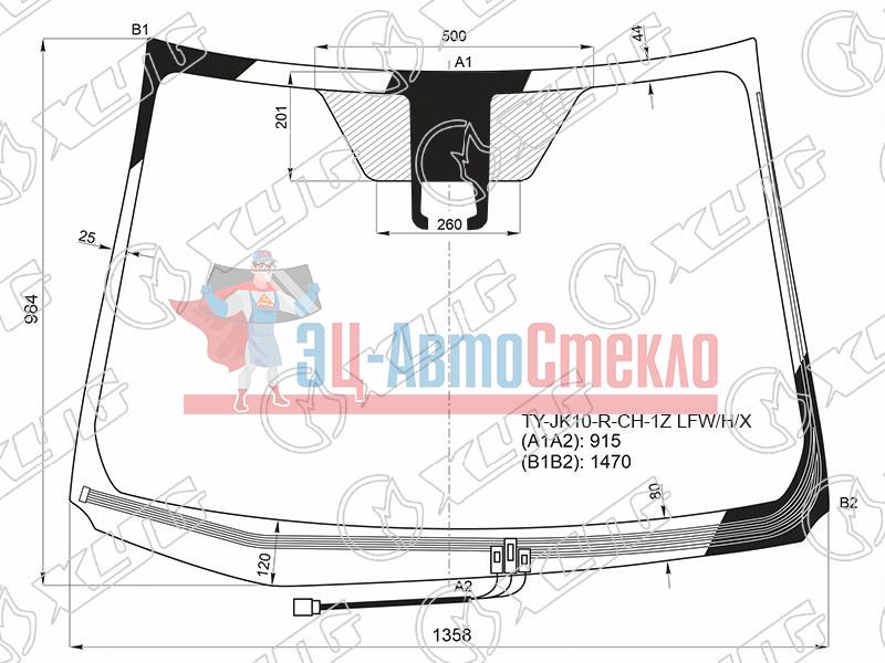 Стекло лобовое с обогревом щеток + камера TOYOTA AQUA (NHP10R) 5D HBK 12-17