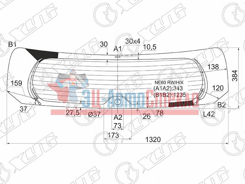 Стекло заднее с обогревом TOYOTA AURIS 5D HBK 12-18
