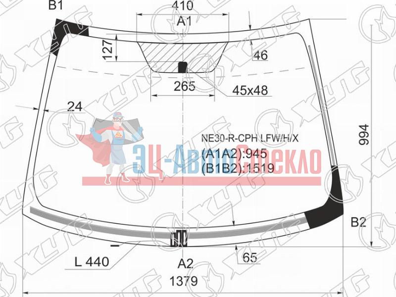 Стекло лобовое с обогревом щеток TOYOTA AURIS /BLADE 3 /5D HBK 06-11