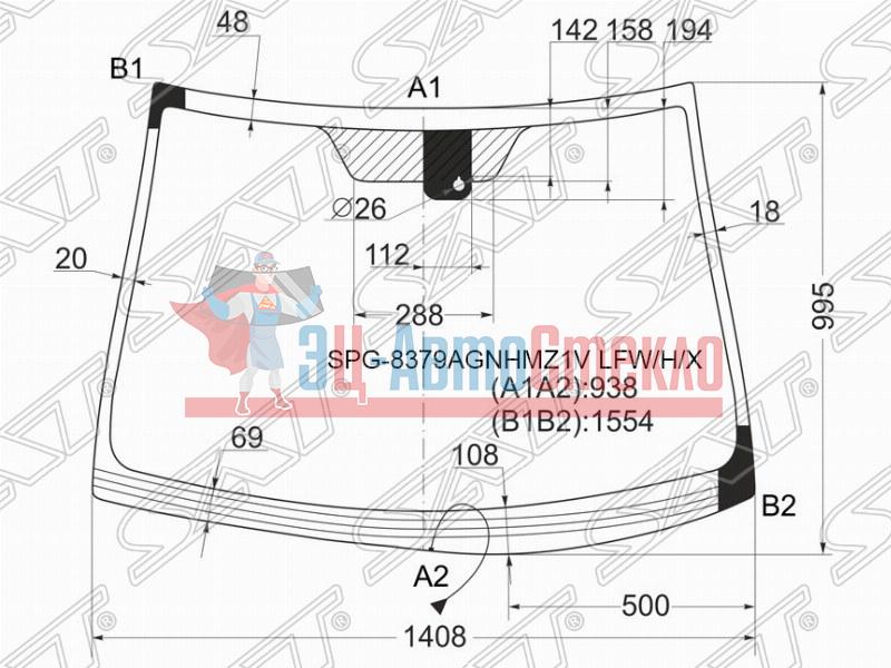 Стекло лобовое с обогревом щеток + дд TOYOTA AVENSIS 4 /5D 08-18