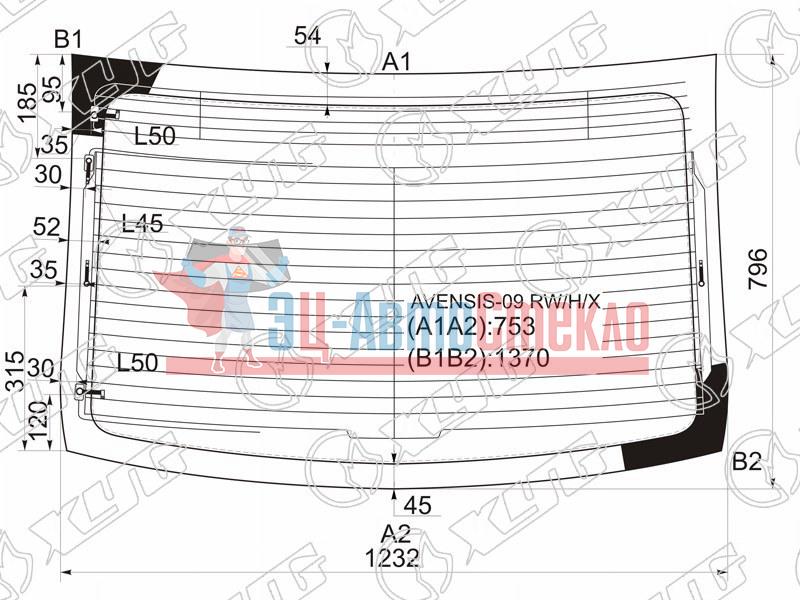 Стекло заднее с обогревом TOYOTA AVENSIS 4D 08-18