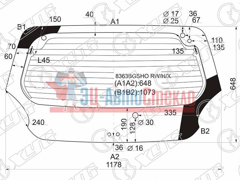 Стекло заднее с обогревом TOYOTA AYGO 3 /5D 05-14