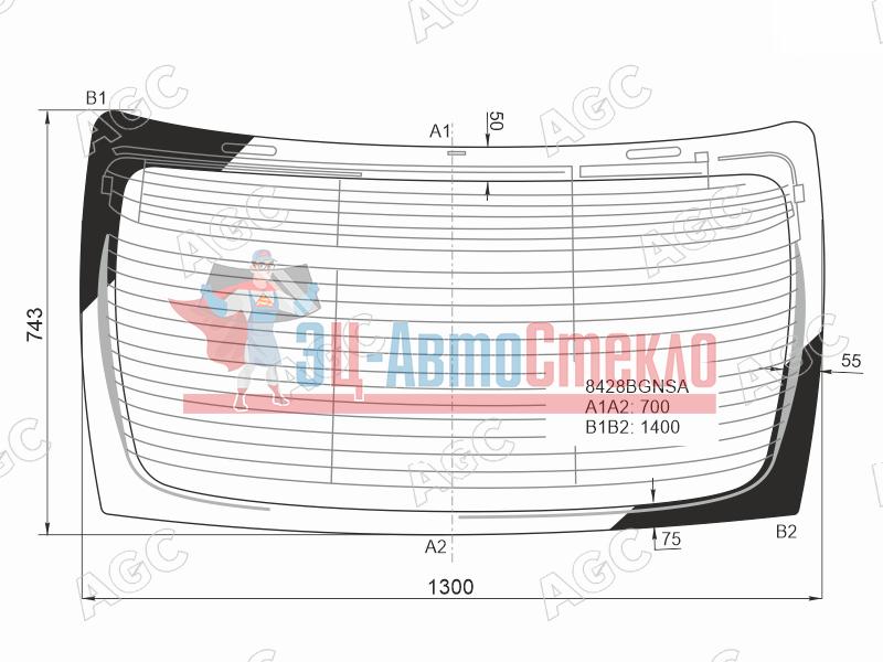 Стекло заднее с обогревом в клей TOYOTA CAMRY XV70 17-