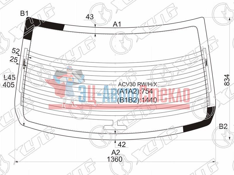 Стекло заднее с обогревом TOYOTA CAMRY 01-06