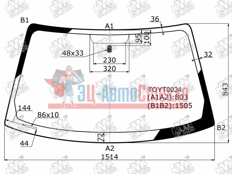Стекло лобовое TOYOTA CAMRY GRACIA 4 /5D 96-01 /MARK II QUALIS 97-02