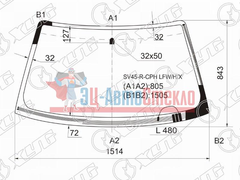 Стекло лобовое с обогревом щеток TOYOTA CAMRY GRACIA 4 /5D 96-01 /MARK II QUALIS 97-02
