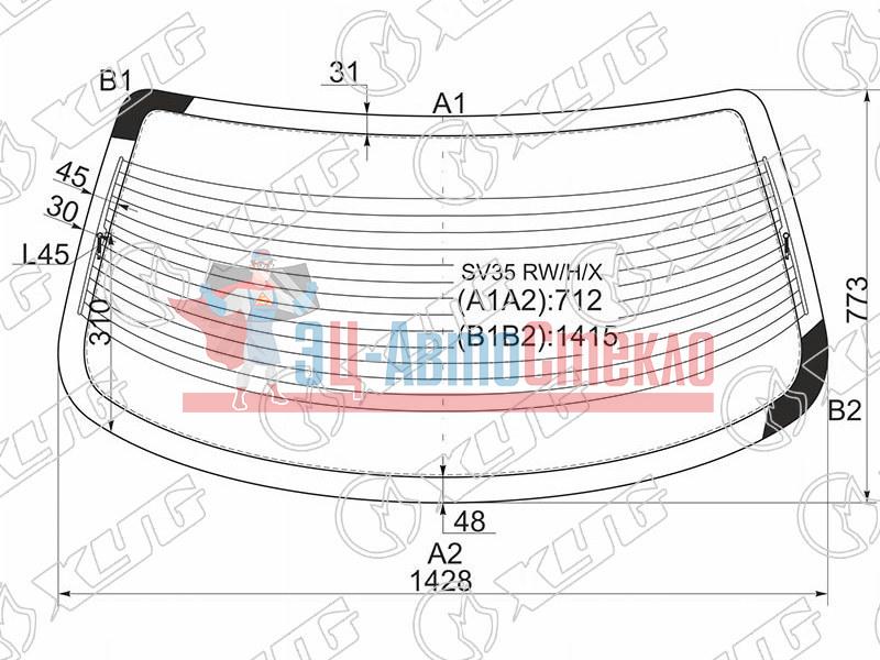 Стекло заднее с обогревом TOYOTA CAMRY /SCEPTER 4D 91-96