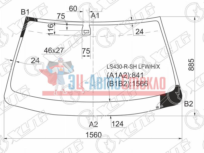 Стекло лобовое с обогревом щеток + дд TOYOTA CELSIOR 00-06