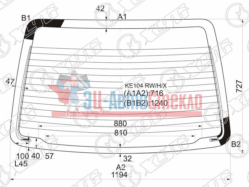 Стекло заднее с обогревом TOYOTA COROLLA KE100 /105 FX 3D 91-95