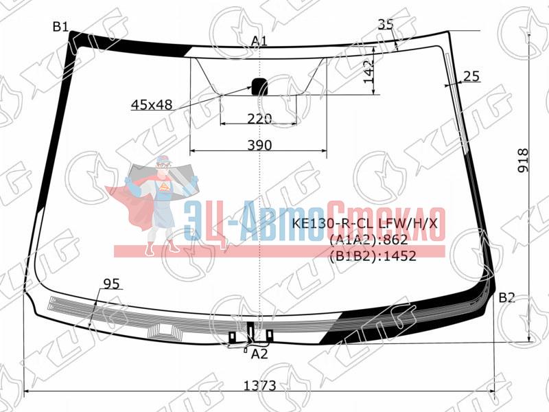 Стекло лобовое с обогревом щеток без полосы TOYOTA COROLLA AXIO 4D /FIELDER 5D WGN #E14# 06-12