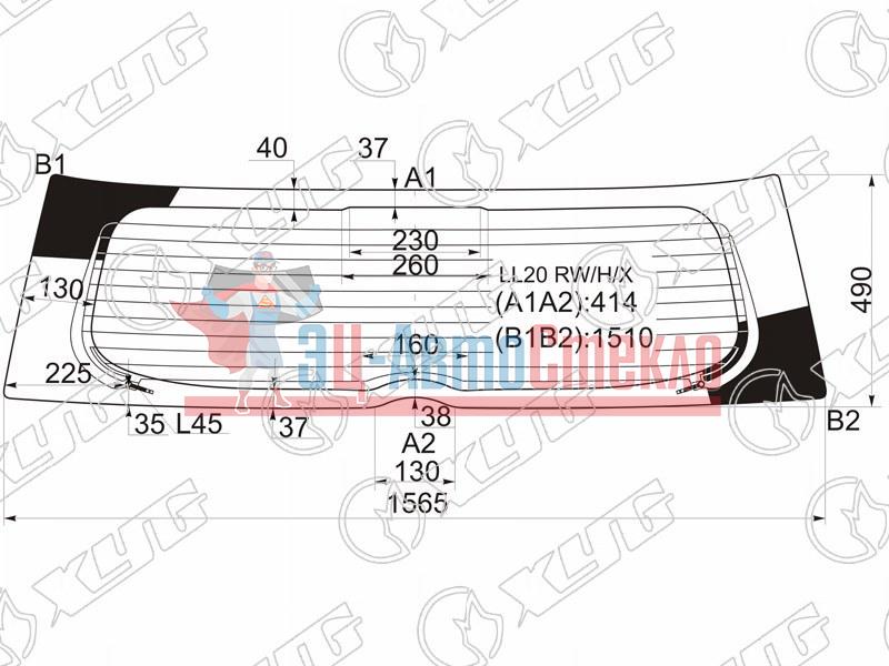Стекло заднее с обогревом TOYOTA RUMION 07-15