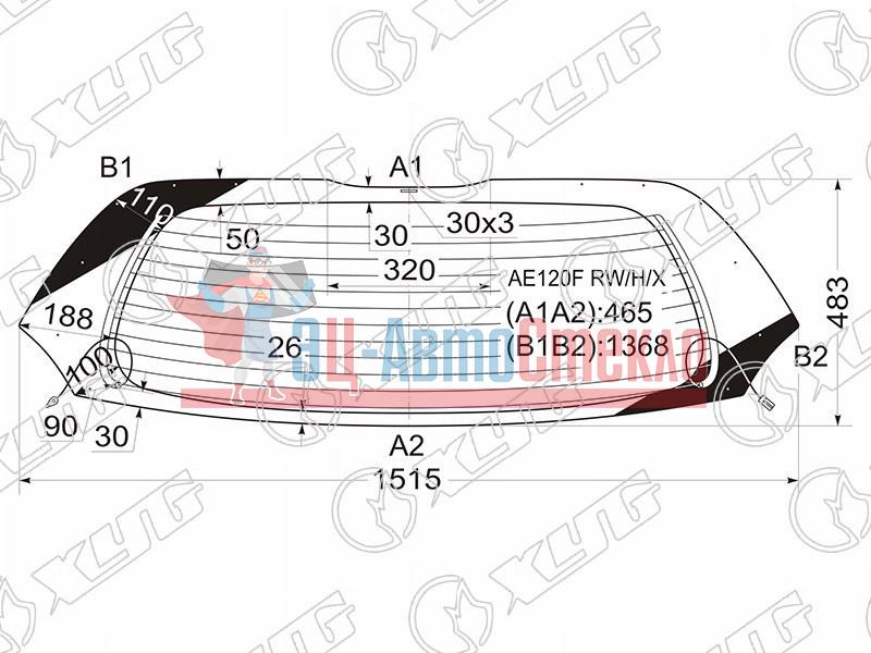 Стекло заднее с обогревом TOYOTA COROLLA SPACIO 01-07 /VERSO 01-04