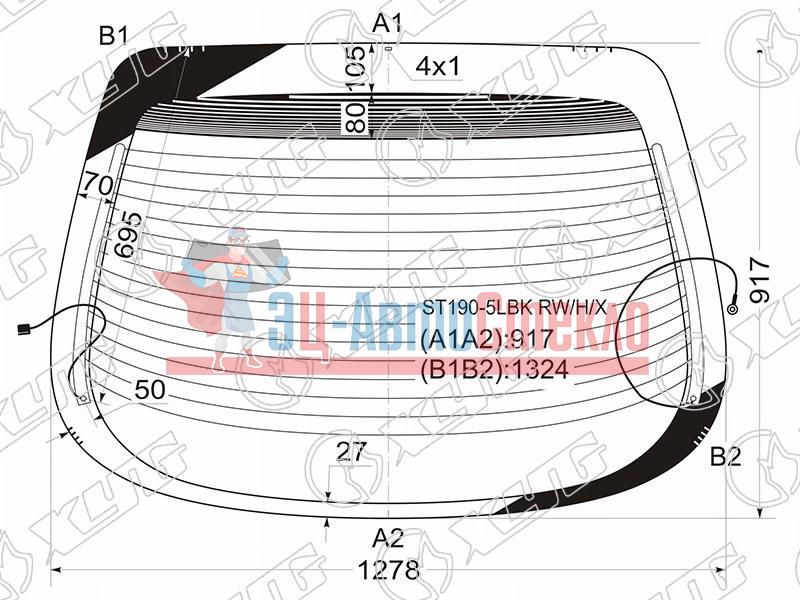 Стекло заднее с обогревом TOYOTA CORONA SF /CARINA E 5D HBK 92-96