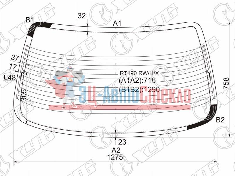 Стекло заднее с обогревом TOYOTA CORONA /CARINA E 4D 92-96