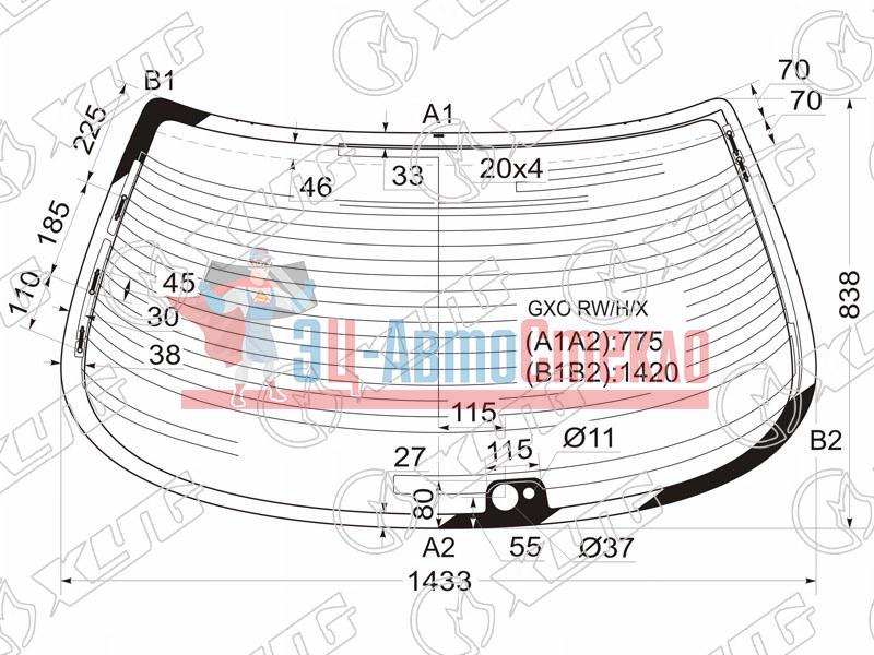 Стекло заднее с обогревом (с отв.) TOYOTA CRESTA 4D SED 96-01