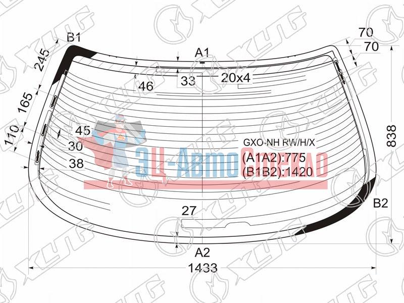 Стекло заднее с обогревом (без отв.) TOYOTA CRESTA 4D SED 96-01