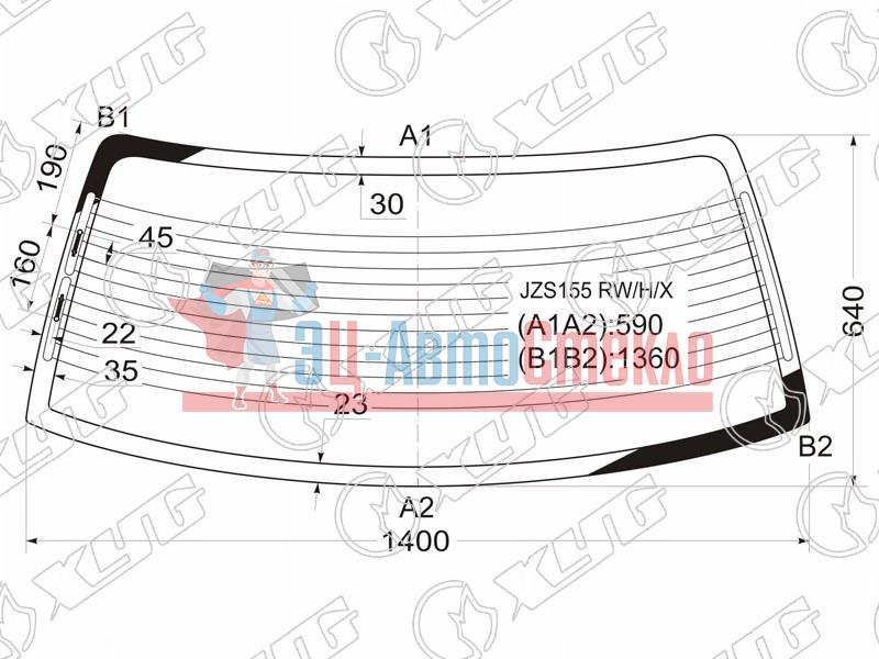 Стекло заднее с обогревом TOYOTA CROWN 151 /153 /155 4D SED 95-01