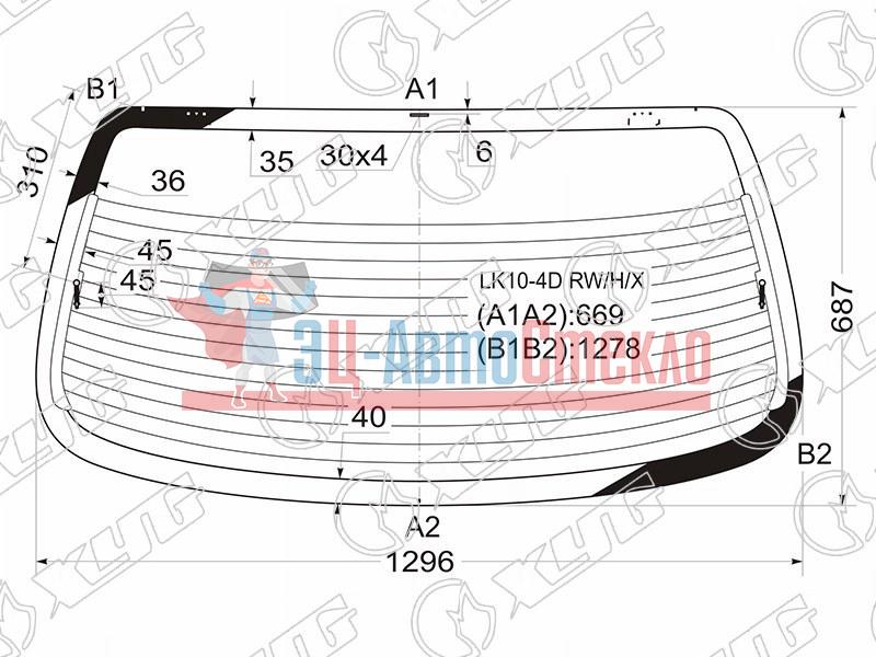 Стекло заднее с обогревом TOYOTA ECHO /PLATZ 4D SED 98-05