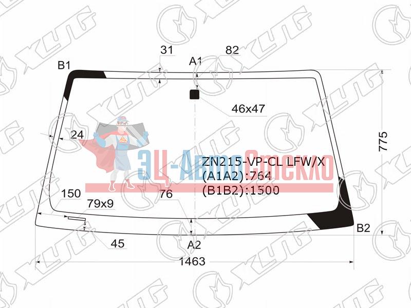 Стекло лобовое без полосы TOYOTA HILUX PICK-UP /FORTUNER 5D 04-15