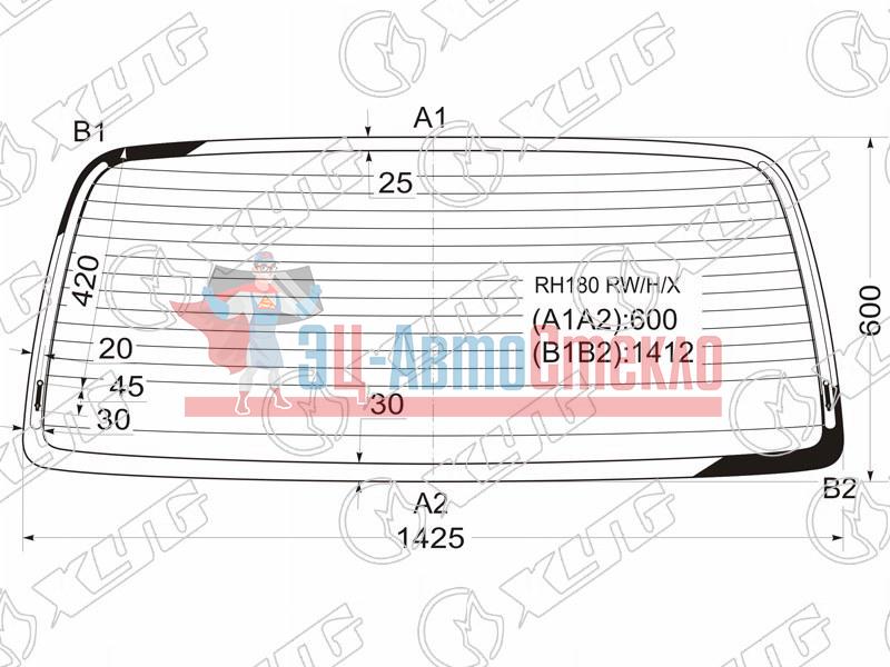 Стекло заднее с обогревом TOYOTA GRAND HIACE /GRANVIA 95-02