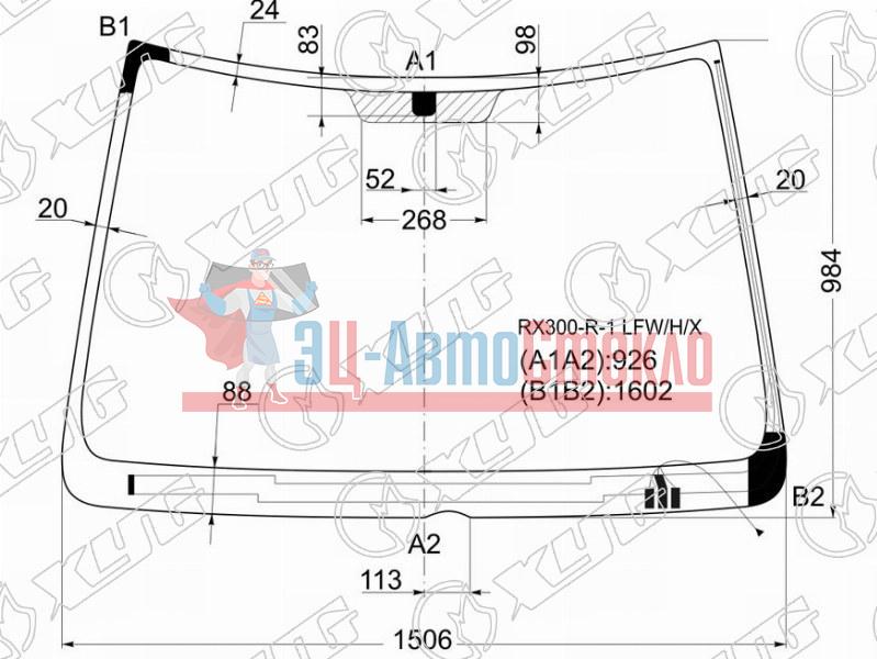 Стекло лобовое с обогревом щеток TOYOTA HARRIER 97-03