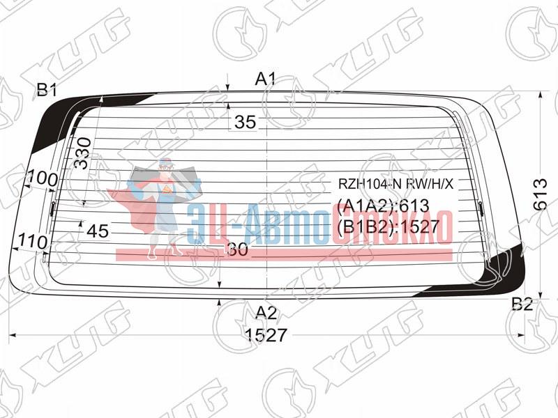 Стекло заднее с обогревом в клей TOYOTA HIACE VAN 97-04