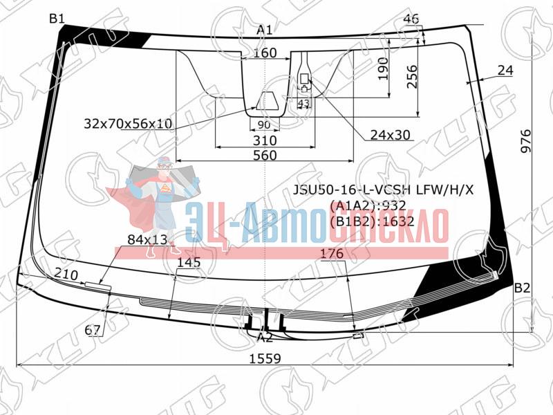 Стекло лобовое с обогревом щеток + дд + камера TOYOTA HIGHLANDER 16-19