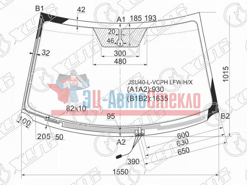 Стекло лобовое с обогревом щеток TOYOTA HIGHLANDER /KLUGER 07-13