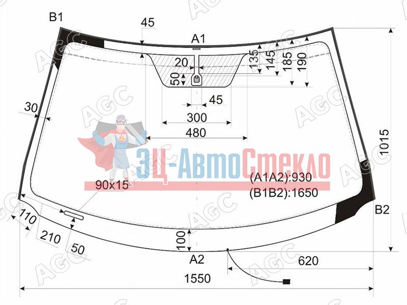 Стекло лобовое с обогревом щеток TOYOTA HIGHLANDER /KLUGER 07-13