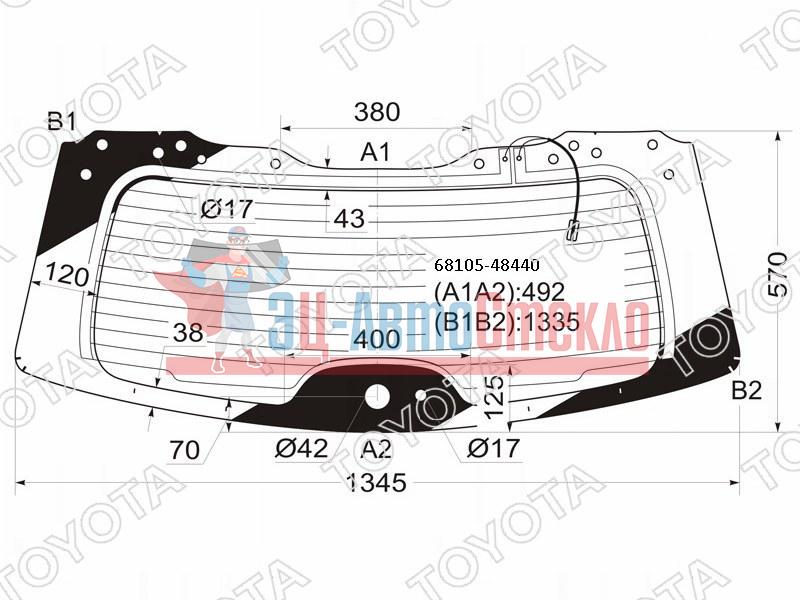 Стекло заднее с обогревом TOYOTA HIGHLANDER /KLUGER 07-13