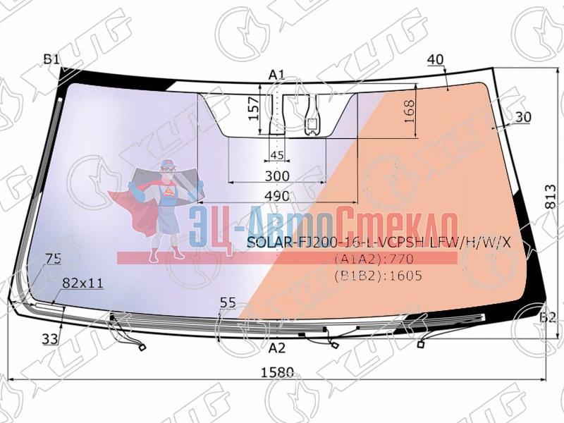 Стекло лобовое атермальное с полным обогревом + дд TOYOTA LANDCRUISER FJ200 /LEXUS LX570 16- (S