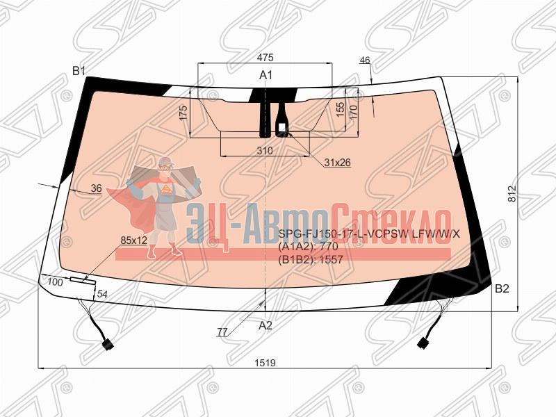 Стекло лобовое c полным обогревом + дд TOYOTA PRADO FJ150 17-  / LEXUS GX460 #J150 15-