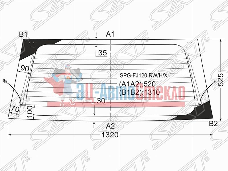Стекло заднее с обогревом (без отв.) TOYOTA LAND CRUISER PRADO 3 /5D 02-09