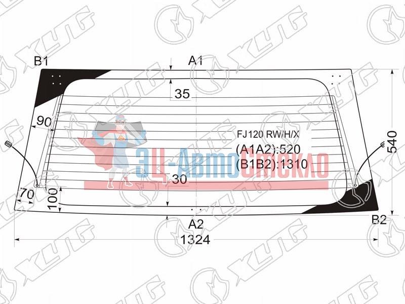 Стекло заднее с обогревом (без отв.) TOYOTA LAND CRUISER PRADO 3 /5D 02-09
