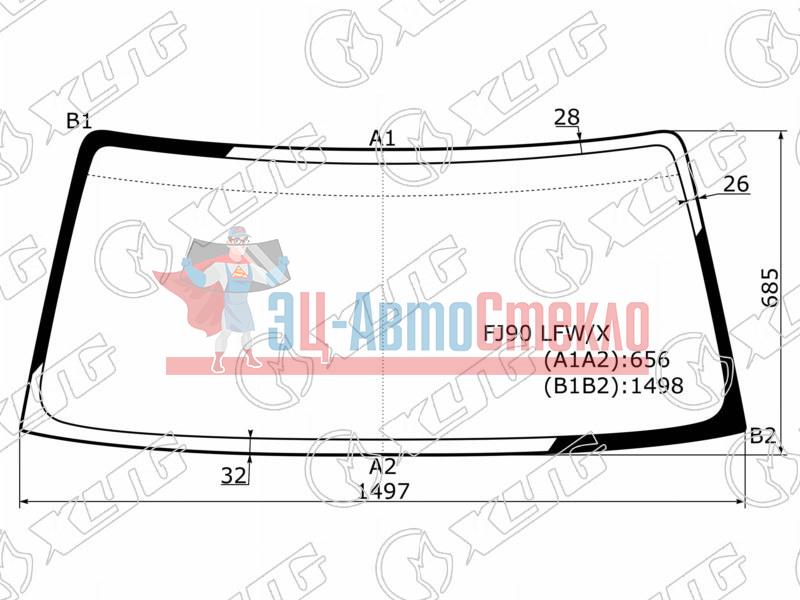 Стекло лобовое TOYOTA LAND CRUISER PRADO #J9# 3 /5D 96-02