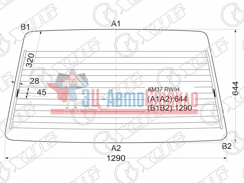 Стекло заднее с обогревом TOYOTA LITEACE KM37 HI ROOF 85-92