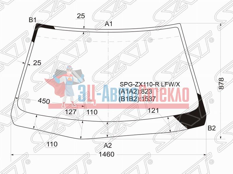 Стекло лобовое TOYOTA MARK II  / MARK II BLIT #X110 4 /5D 00-07