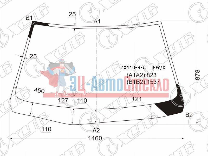 Стекло лобовое без полосы TOYOTA MARK II  / MARK II BLIT #X110 4 /5D 00-07