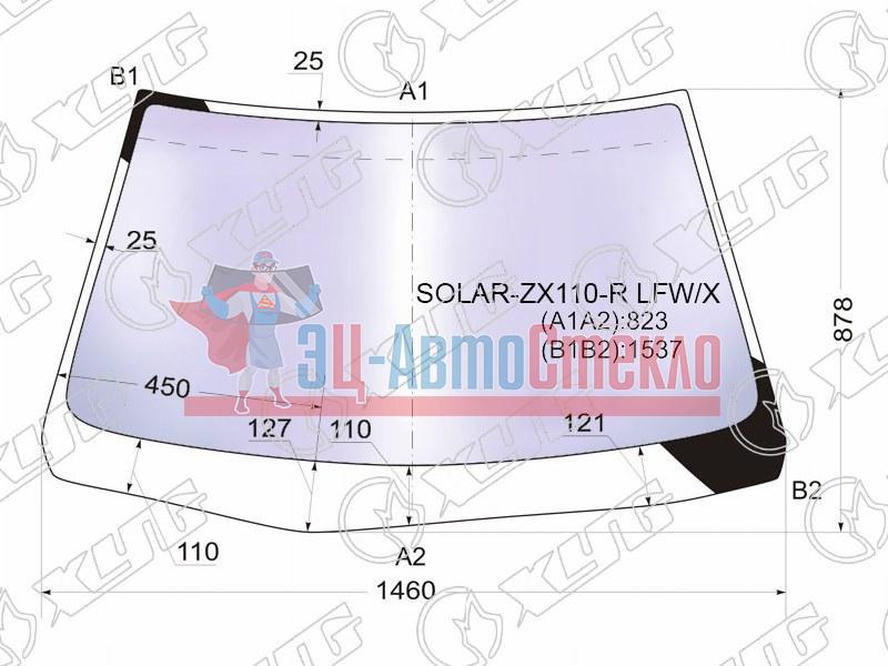 Стекло лобовое атермальное TOYOTA MARK II  / MARK II BLIT #X110 4 /5D 00-07 (Solar-X защита от