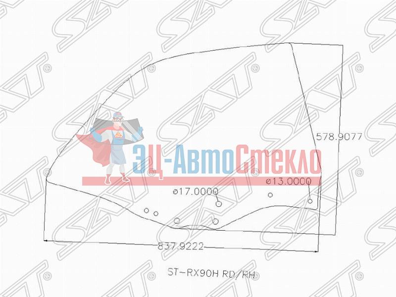 Стекло заднее левое опускное TOYOTA MARK II #X90 92-96