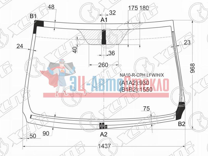 Стекло лобовое с обогревом щеток TOYOTA MARK X ZIO 5D WGN 07-13
