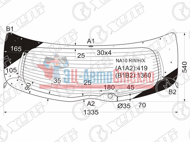 Стекло заднее с обогревом TOYOTA MARK X ZIO 5D WGN 07-13