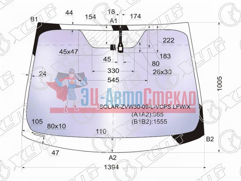 Стекло лобовое атермальное + дд TOYOTA PRIUS XW30 (EUR VERSION) 09-15 (Solar-X защита от уль