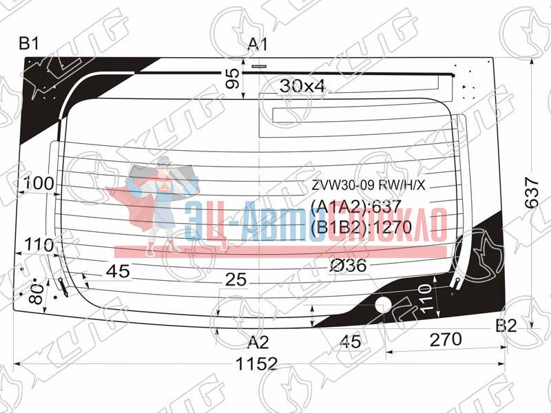 Стекло заднее с обогревом TOYOTA PRIUS XW30 09-15