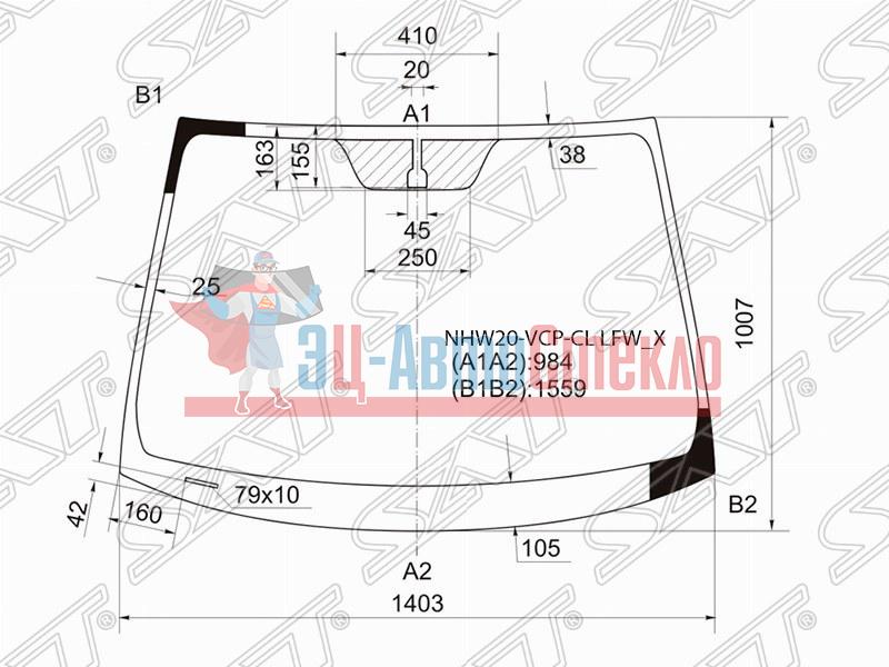 Стекло лобовое без полосы TOYOTA PRIUS NHW20 03-11