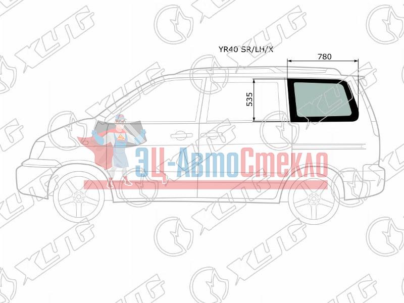 Стекло кузова заднее  левое цельное TOYOTA TOWNACE NOAH /LITEACE 96-07