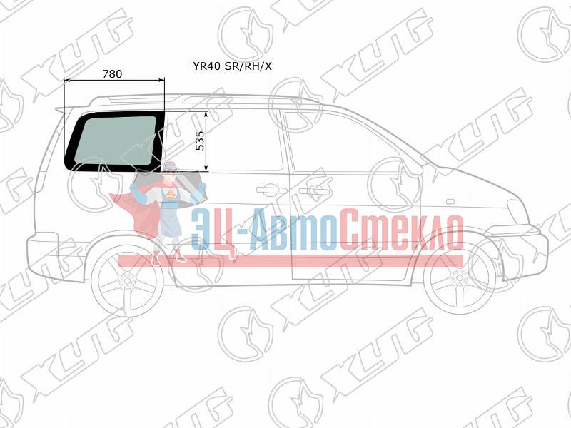 Стекло кузова заднее  правое цельное TOYOTA TOWNACE NOAH /LITEACE 96-07